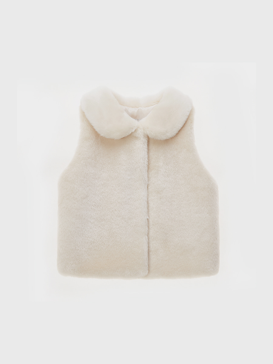 CARA collar eco fur kids vest [cream ivory]
