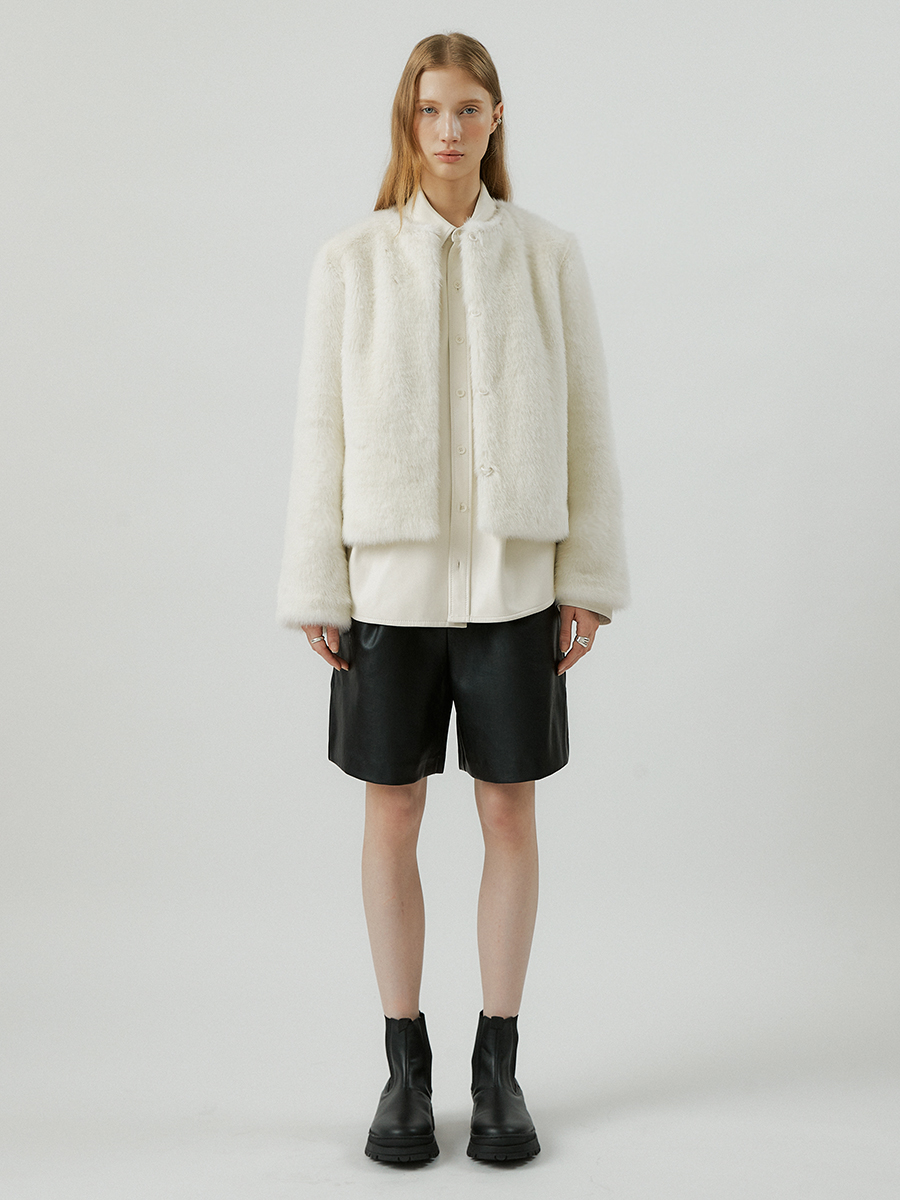 DELMA daily easy fur jacket [white]