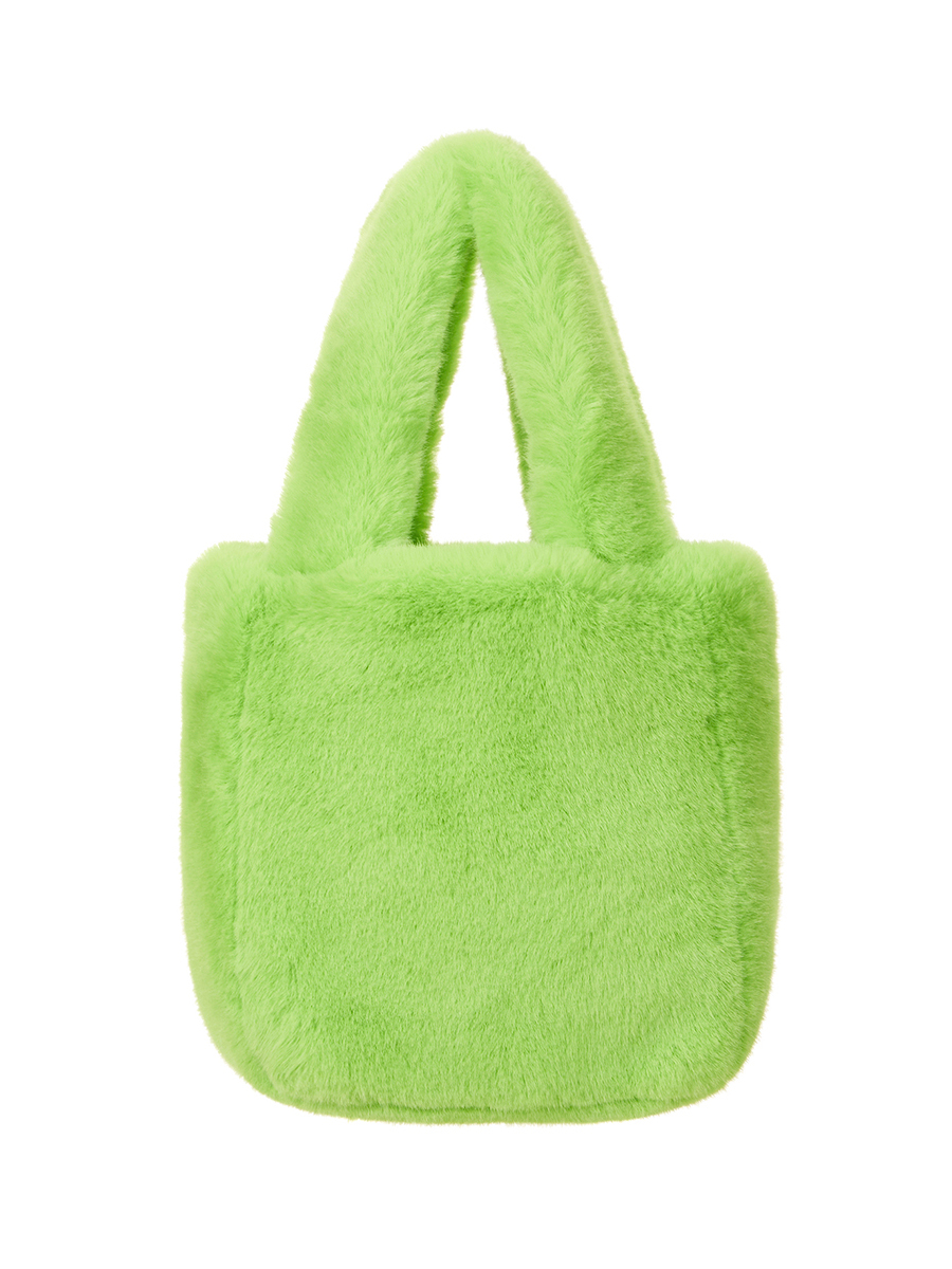 COYA RABBIT fur tote bag [neon green]